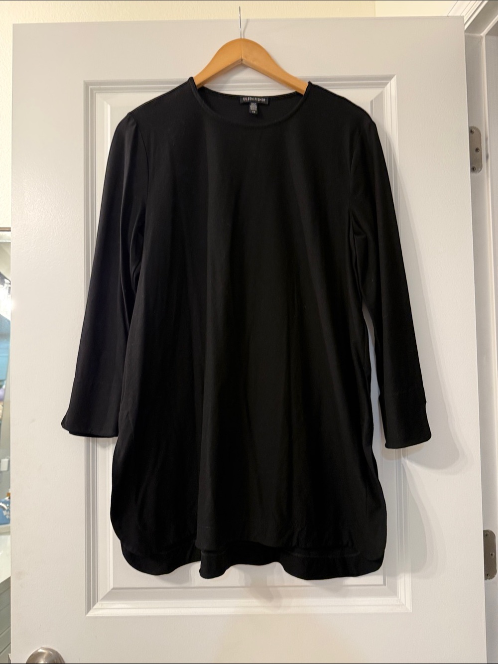Eileen Fisher Black Long-Sleeve Scoop Neck Tunic